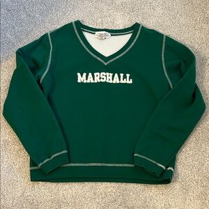 Marshall Thundering Herd V-Neck Sweatshirt green & white size L